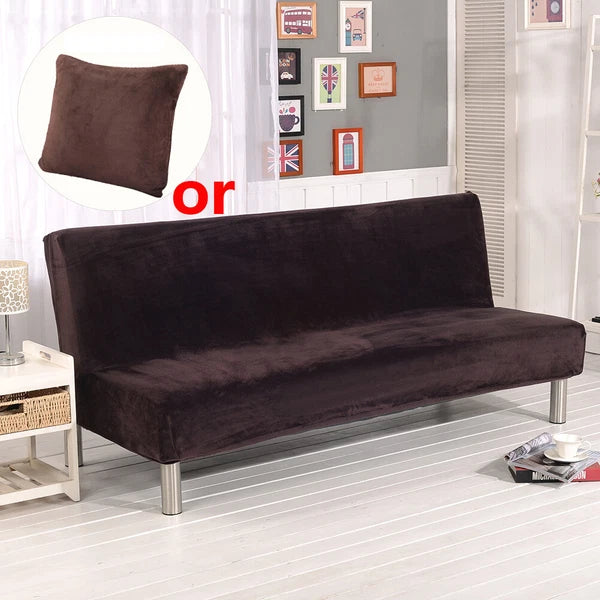Armless Futon Sofa Bed Cover Full Size Thicker Plush Sofa Slipcover orPillowcase