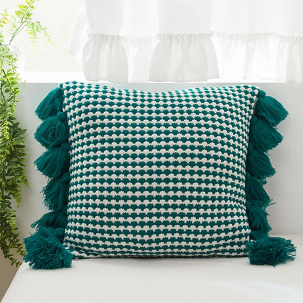 Sofa Bed Square Knitted Cushion Cover Pillowcase Throw Waist Tassel Pillows Case