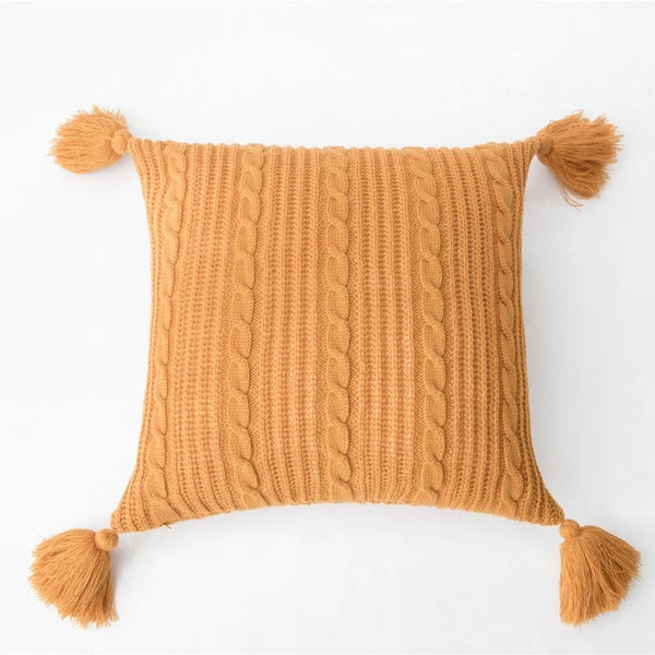 Knitted Pillow Case Tassel Pom Pom Waist Throw Sofa Bed Cushion Cover Pillows