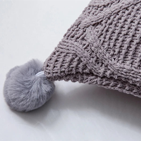 18" Knitted Pillow Case Sofa Bed Soft Pompom Ball Waist Throw Cushions Cover New