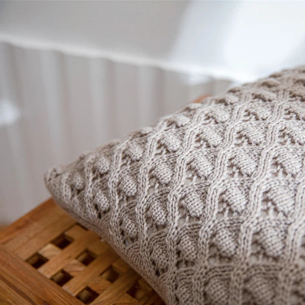 Chunky Knitted Sofa Throw Waist Pillow Case Cushion Covers Square Bedroom Decor