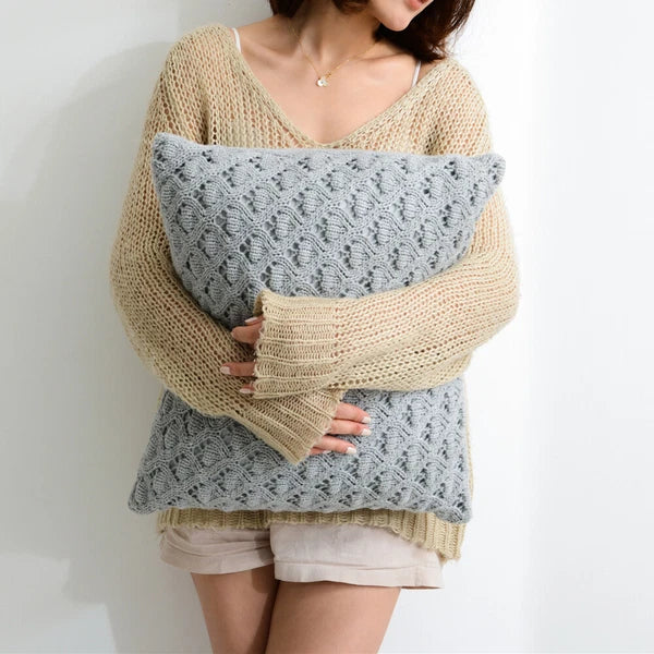 Plain Knitted Pillow Case Cushion Cover Sofa Car Office Pillow Cover Home Decor