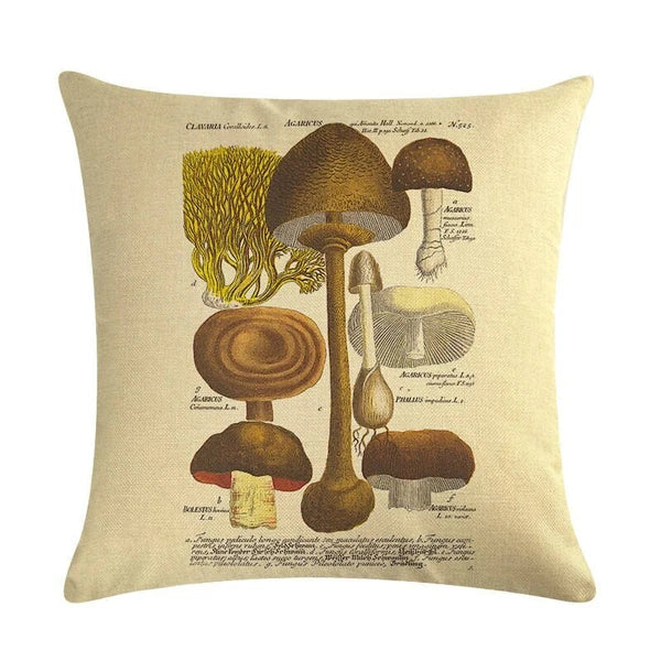 Retro mushroom cushion cover sofa bed throw pillow case botanical almofada