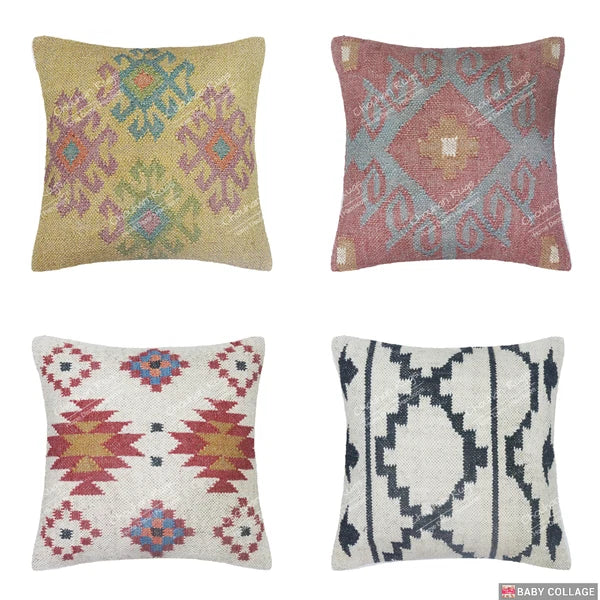Vintage Handmade 1 Pcs Kilim Cushion Cover 18"x18" Decorative Sofa Pillow Cases