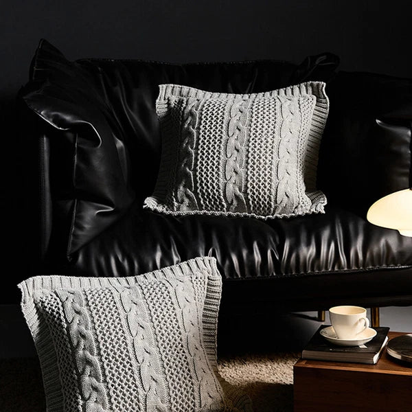 Square Knitted Pillowcase Sofa Bed Throw Waist Cushion Cover Office Pillow Case