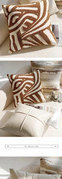 45x45cm Brown Vintage Nordic Throw Pillow Cover Cream Light Luxury Sofa Cushion
