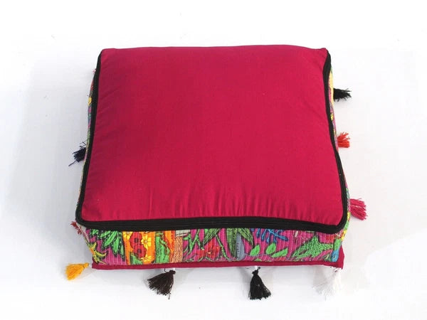 Indian Quilted Cotton Floor Cushion Cover, Sofa Pillow Cases, Box Cushion Cover