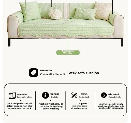 Solid Color Ice Silk Sofa Cushion Covers Universal Seat Pad Non-slip L Shaped