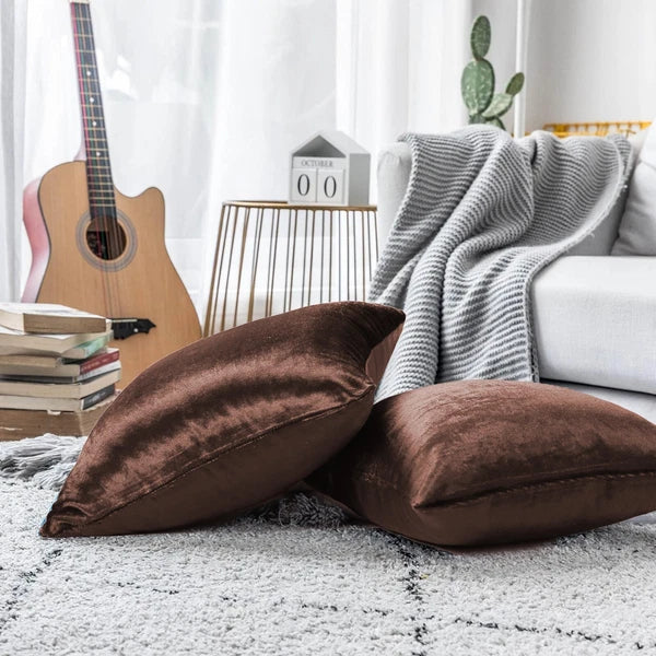 Pack of 4 Plush Velvet Cushion Covers Extra Soft Sofa Throw Pillow Cases 17"x17"