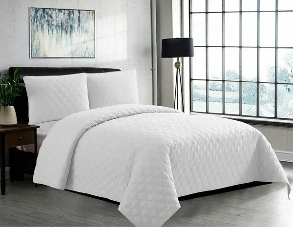 Luxury Embossed Quilted Bedspread Sofa Throw & Pillowcase Double King Bed Set*