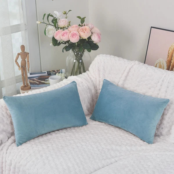 Plain Velvet Cushions Covers 30x51 cm Luxury Soft Velvet Sofa Bed Pillow Cases