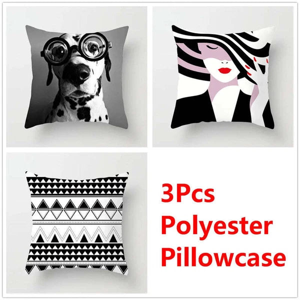 geometric Love Home Pillowcase Sofa Bed Cushion Cover by - Set of 3