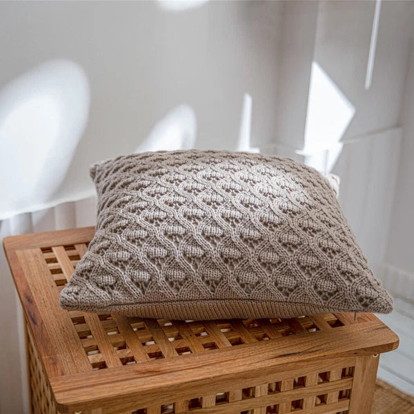 Square Knitted Hollow Pillow Case Cushion Cover Sofa Office Pillow Cover 6 Color