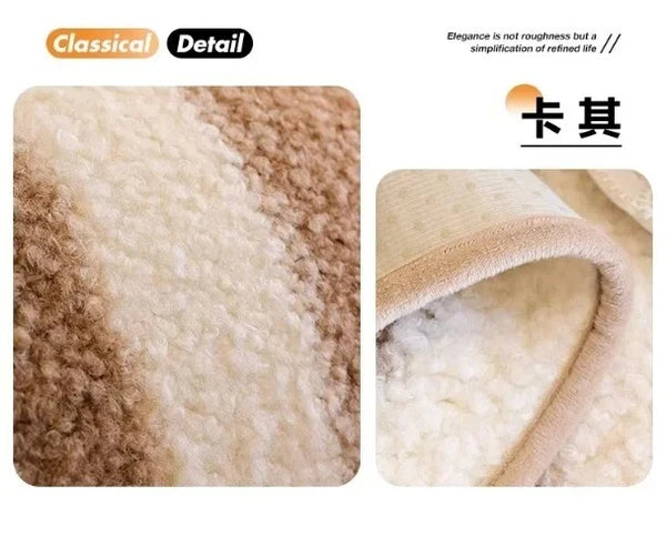 1PC Plush Sofa Mat Cover Lamb Wool Sofa Cushion White Stripes Couch Slipcover