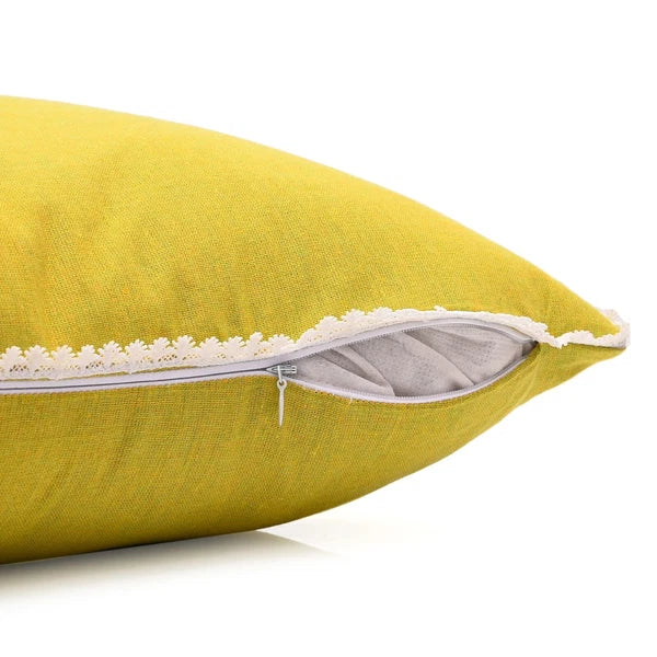 Pillow Covers Cotton Throw Cushion Case Cover Sofa Home Decor Solid with Lace-S2