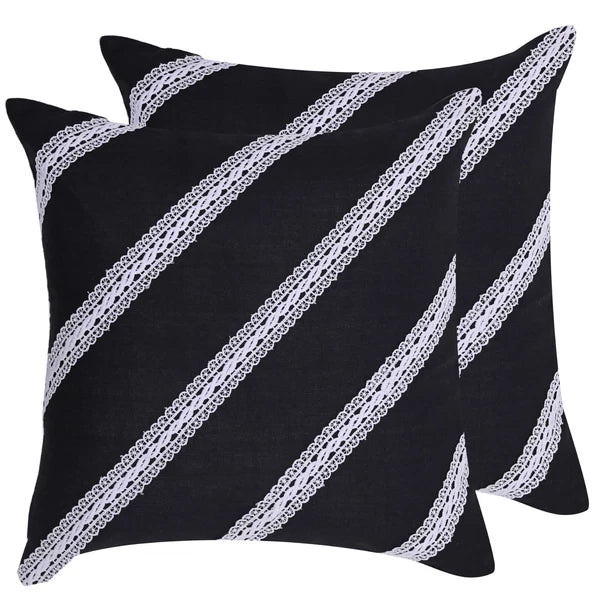 Home Decorative Cotton Cushion Cover Throw Pillowcase Sofa Decor Diagonal Lace