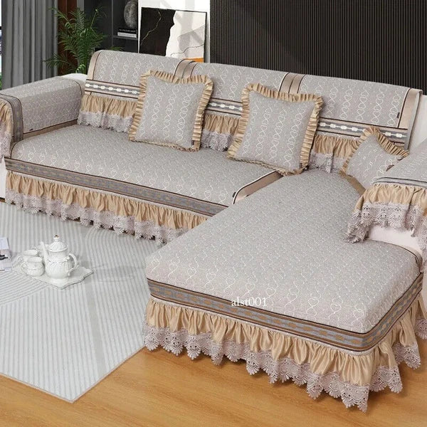 Classical Lace Couch Covers Jacquard Quilted Seat Cushion Universal Skirt Towel