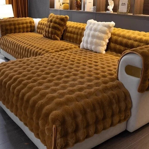 Rabbit Velvet Sofa Cover Three-Dimensional Warm Living Room Sofa Back Cushion
