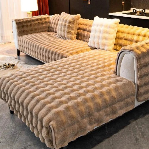 Rabbit Velvet Sofa Cover Three-Dimensional Warm Living Room Sofa Back Cushion