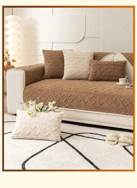 Sofa Protector Home Decor Fleece Sofa Cover Sofa Seat Slipcovers Plush Jacquard