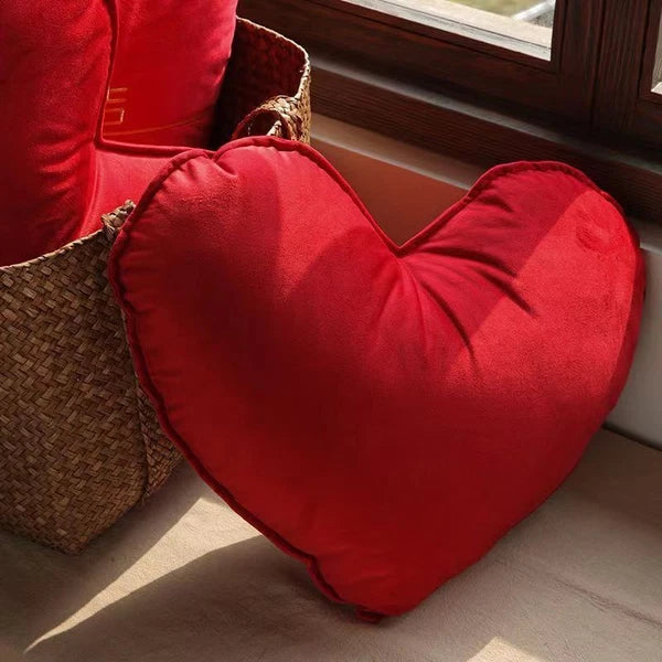 Heart Pillowcase Cushion Soft Velvet Pillow Sofa Chair Living Room Bed Decor