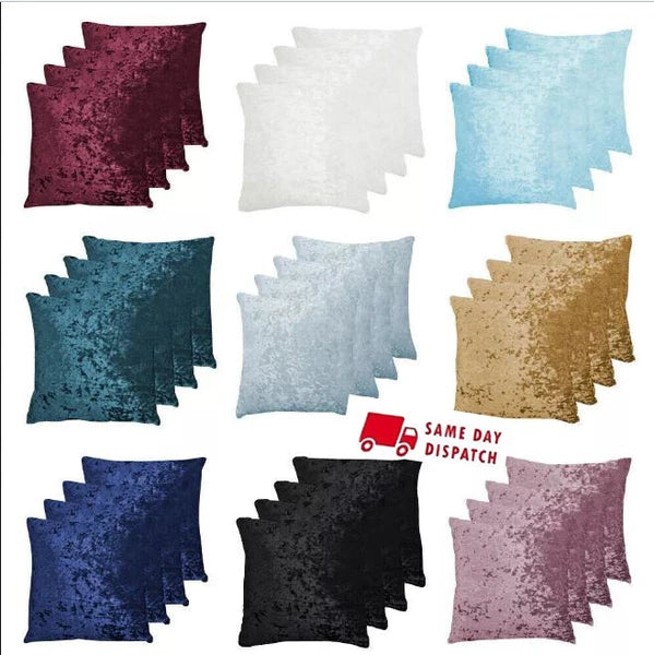 Umi Velvet Cushion Covers Plain Throw Pillow Cases Seat Sofa Bed Set of 4 Square