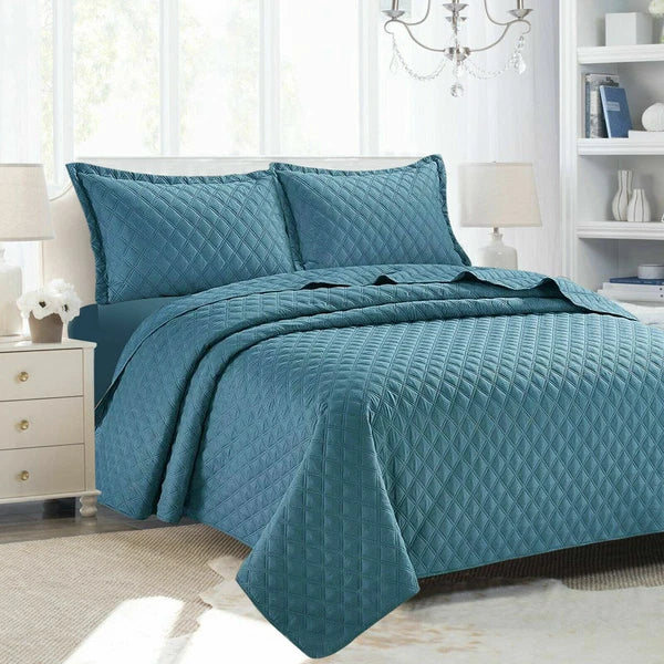 Luxury Embossed Quilted Bedspread Sofa Throw & Pillowcase Double King Bed Set*