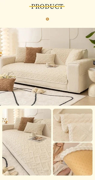 Sofa Protector Home Decor Fleece Sofa Cover Sofa Seat Slipcovers Plush Jacquard