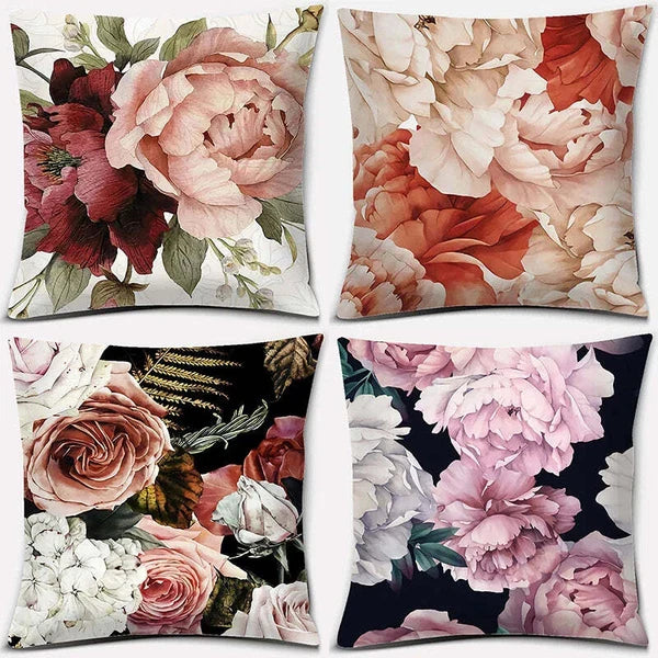 Pink Flower Pattern Decorative Cushion Cover for Sofa Throw pillow