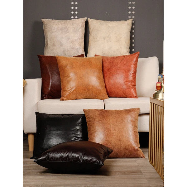 Retro Luxury Faux PU Leather Pillow Case Cushion Cover Throw Sofa Bed Home Decor