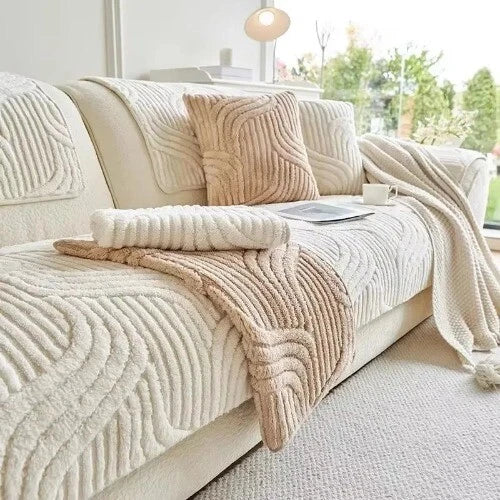 Cream Style Straight Row Cushion Cover Cloth Towel Thickened Plush Sofa Cushion
