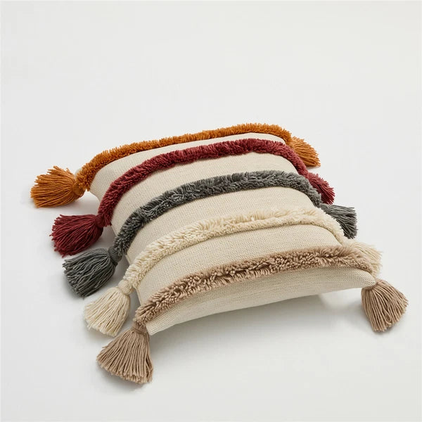 Soft Knitted Throw Cushion Tassels Waist Pillow Case Sofa Bed Pillowcase Cover