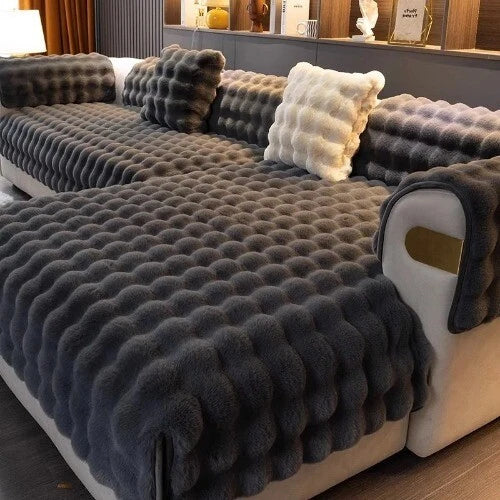Rabbit Velvet Sofa Cover Three-Dimensional Warm Living Room Sofa Back Cushion