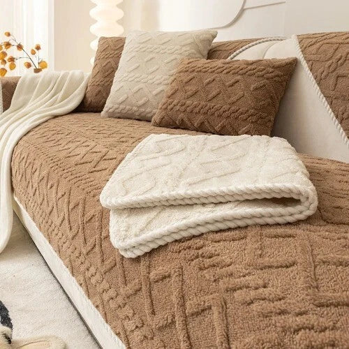 Sofa Protector Home Decor Fleece Sofa Cover Sofa Seat Slipcovers Plush Jacquard