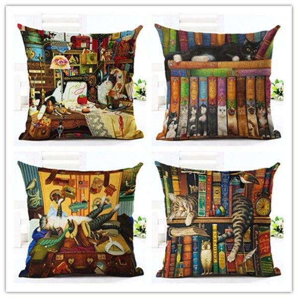 New Cute Cat Party Printed Pillow case Bed Sofa Cushion Cover Home Decorative