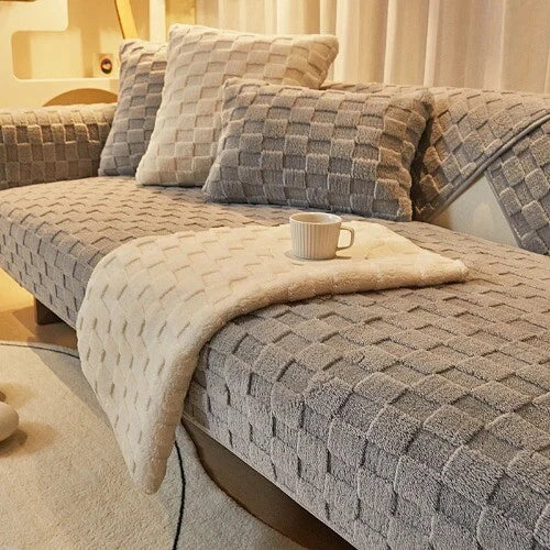Plush Sofa Cushion Winter Nordic Non-Slip BackrestCover Towel Leather Sofa Cover
