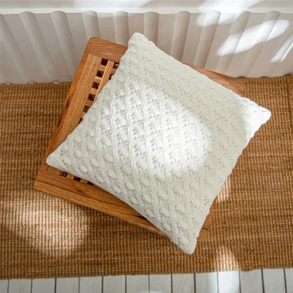 Square Knitted Hollow Pillow Case Cushion Cover Sofa Office Pillow Cover 6 Color
