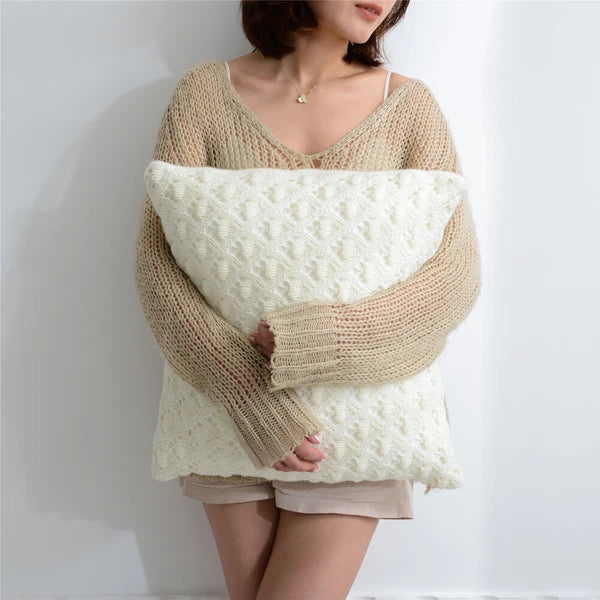 Knitted Throw Pillow Cases Cafe Waist Bed Zip Up Sofa Cushion Cover Home Decor