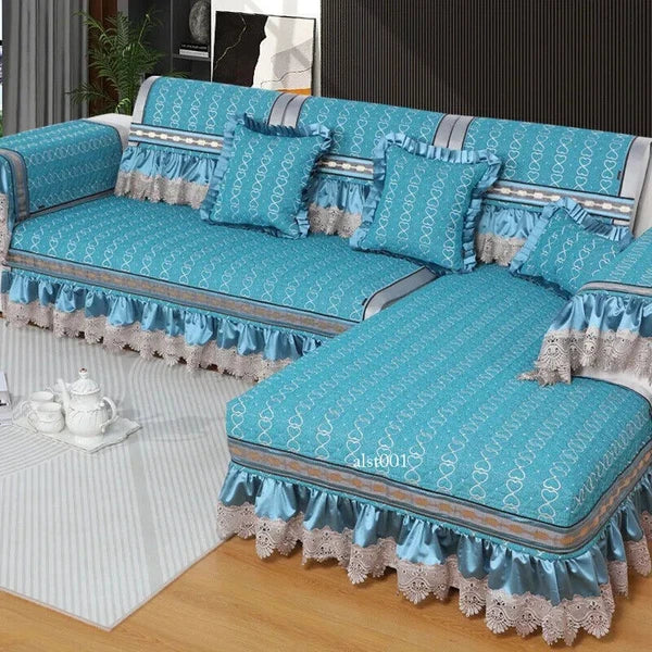 Classical Lace Couch Covers Jacquard Quilted Seat Cushion Universal Skirt Towel