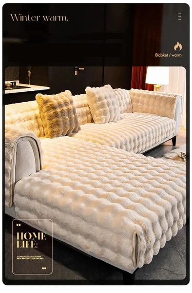 Rabbit Velvet Sofa Cover Three-Dimensional Warm Living Room Sofa Back Cushion