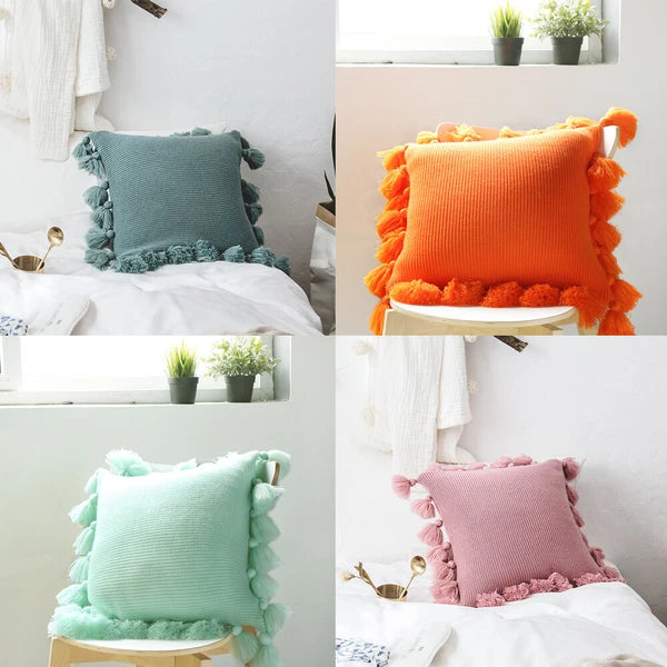 Knitted Cushion Cover Pillowcase Sofa Car Bed Throw Waist Pillow Case Home Decor