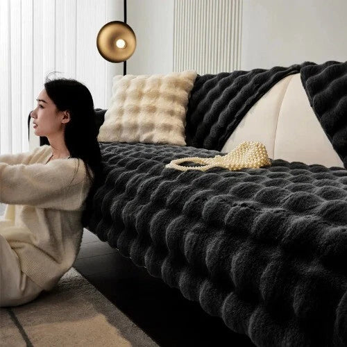 Rabbit Velvet Sofa Cover Three-Dimensional Warm Living Room Sofa Back Cushion