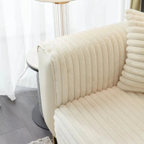 Rabbit Plush Quilted Sofa Towel Winter Warm Thick Plush Couch Cover L-shaped