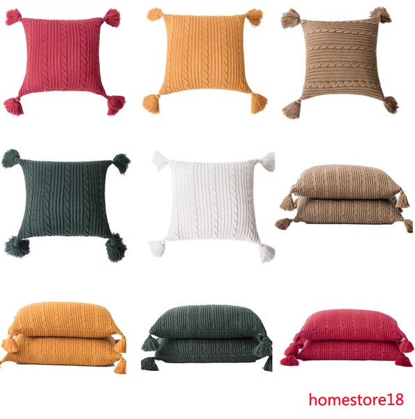 Knitting Square Rectangle Sofa Throw Pillow Case Waist Cushion Covers Home Decor