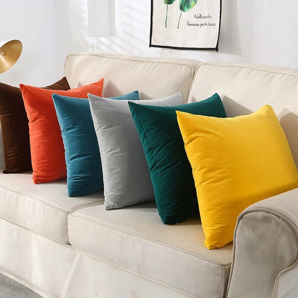 2 X Throw Pillowcase Velvet Cover Solid Square Soft for Couch Bed Sofa