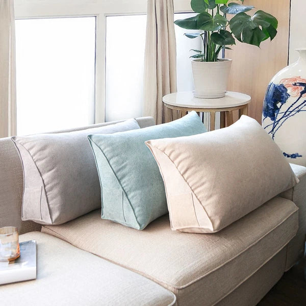 Sofa Triangle Back Cushion Cover Soft Fleece Bed Headboard Backrest Pillow Case