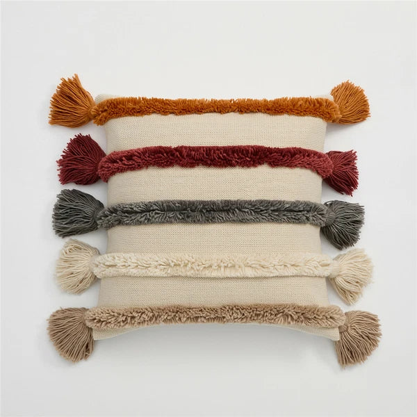 Knitted Pillowcase Throw Waist Cushion Cover Tassel Pillow Case Sofa Bed 45*45cm