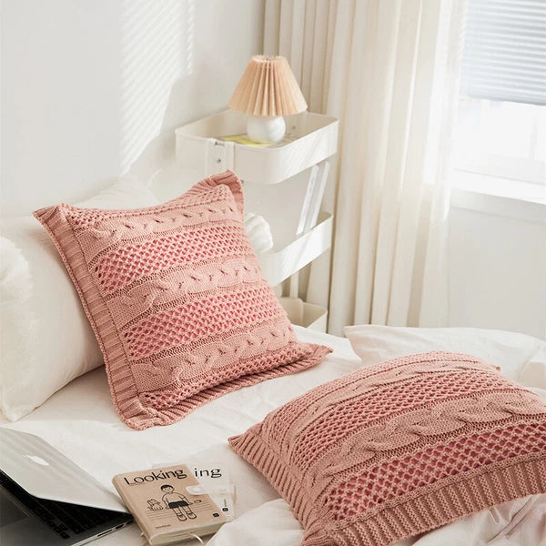 Square Knitted Pillowcase Sofa Bed Throw Waist Cushion Cover Office Pillow Case