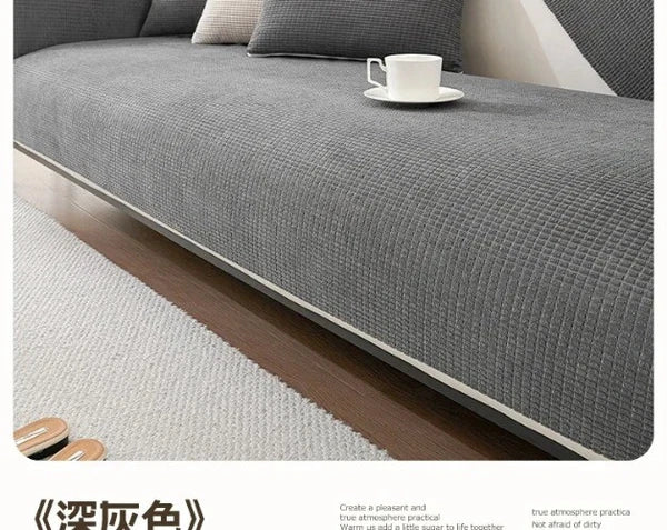 Solid Color Sofa Covers for Living Room Polar FleeceSofa Cushion Mat  Universal