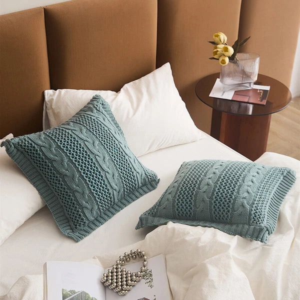 Square Knitted Pillowcase Sofa Bed Throw Waist Cushion Cover Office Pillow Case
